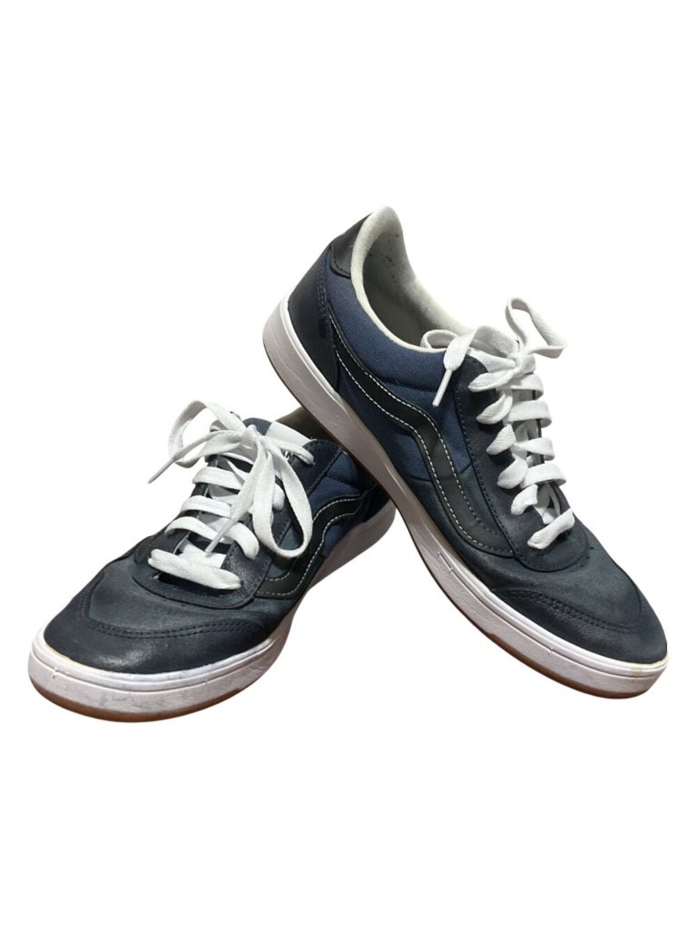 Vans Cruze Too Low Top Sneakers Sz 10.5 M 12 W Black Blue Suede Comfy Cush
